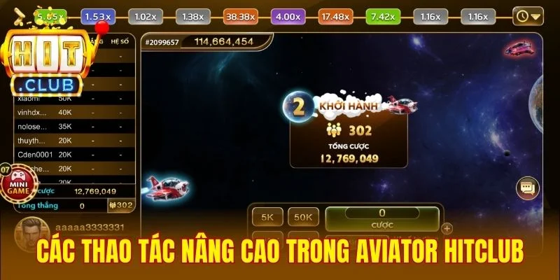 Các thao tác nâng cao trong Aviator Hitclub